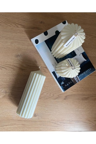 2 ' Li Pilar Model Doğal Renk %100 Soya Mum