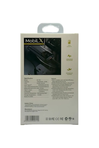 Mobilx 10000 Mah 22.5w Hızlı Şarj Powerbank Siyah/beyaz Siyah