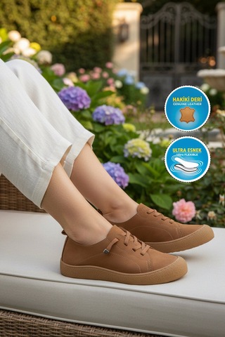 Ayakmod Premium Taba Hakiki Deri Kadın Casual Ayakkabı 232 Z