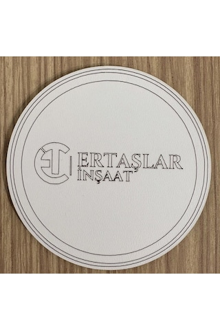 10'lu Kişiye / Şirkete Özel Logolu Bardak Altlığı Seti Lazer Kesim Kurumsal Hediye 9 Cm Beyaz