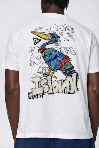 Yolo Street Erkek Oversize Sırt Baskılı Beyaz Tişört %100 Pamuk Graffiti Streetwear Beyaz