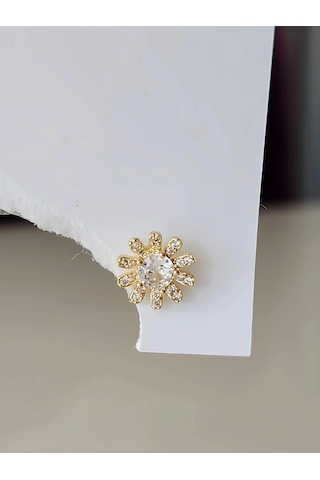 Çiçek Model Kıkırdak Piercing Tragus Helix Altın Gold Renk Küpe Gold