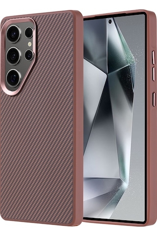 Zore Galaxy Uyumlu S25 Ultra Kılıf Magsafe Şarj Özellikli Karbon Fiber Görünümlü Troy Ka Gri