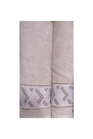 Fiore Line Bej Mürdüm Bambu Hamam Seti Bej - Mürdüm