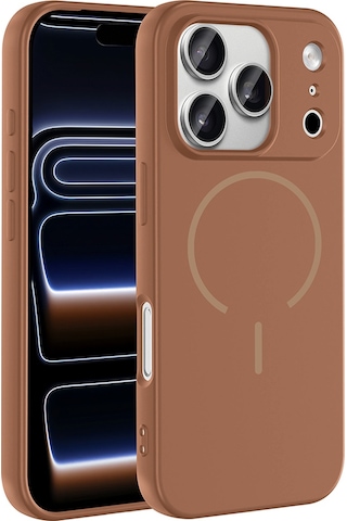 Apple Uyumlu iPhone 17 Pro Max Kılıf M-safe Şarj Özellikli Zore Meta Kapak - Kahverengi Kahverengi
