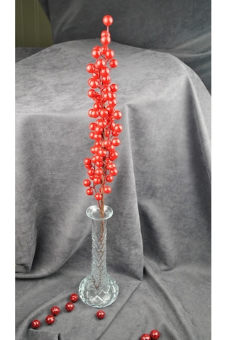 1 Adet Dal Uzun 65 Cm Yapay Kokina Çiçeği Dekoratif Yılbaşı Çiçek New Year Christmas Kırmızı