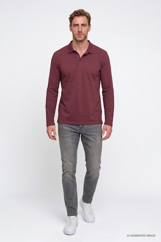 Ac&Co / Altınyıldız Classics Erkek Bordo %100 Pamuk Standart Fit Normal Kesim Polo Yaka Sweatshirt