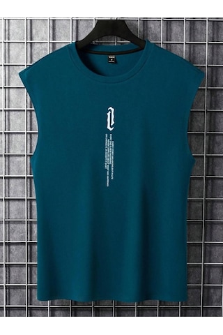Altamira Erkek Dikey Baskılı Oversize Kolsuz T-shirt 001