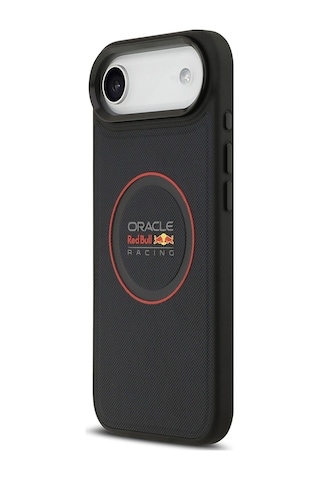 Apple Uyumlu iPhone 17 Air Kılıf Redbull Lisanslı M-safeli Kırmızı Halka Ve Logo Kabartmalı Pu Deri Kapak Siyah Siyah
