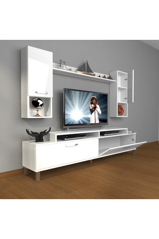 Decoraktiv Ekoflex 5da Mdf Krom Ayaklı Tv Ünitesi Tv Sehpası Beyaz