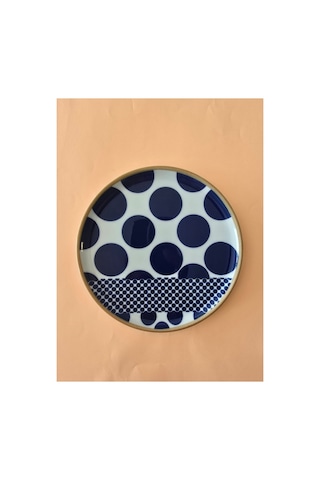 Porland Spotty Desen3 Düz Tabak 24cm Mavi