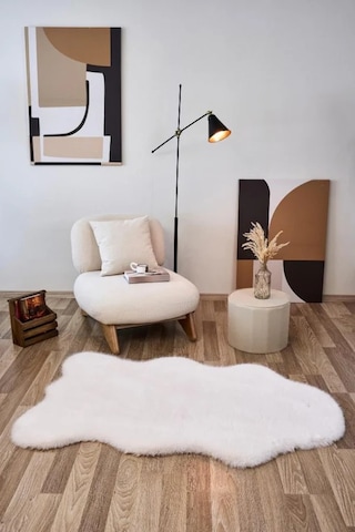 Apex Reiki Krem Peluş Post Şekilli Halı Krem