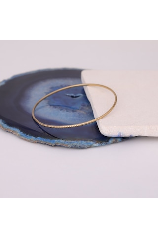 925 Ayar Altın Mikron Kaplama Desenli Ajda Bilezik - Bv00101 Gold