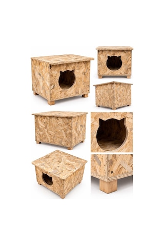 Reyo Yetişkin ve Yavru Kedi Evi İç ve Dış Mekana Uygun Kedi Evi Sokak Kedileri İçin Yuva Kedi Barınağı 50 x 35 x 30 CM CAT19