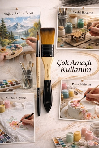 Zemin Fırçalı Karma Set 7 Li Set 1 Profesyonel Boya Fırça Seti, Akrilik & Hobi Uyumlu