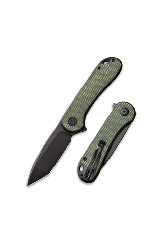 Civivi Elementum Green Canvas Micarta Handle Black Stonewashed D2 Blade,tanto Kamp Çakı Yeşil