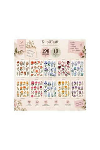 10 Sayfa Çiçek Temalı Sticker Seti Vintage Çiçek Ajanda Scrapbook Journal 0