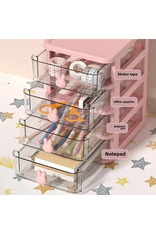 Beyaz Tavşan İki Katmanlı 60 Saklama Kutusu, Plastik Çok Katmanlı Çekmece A