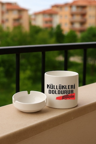 Porselen Baskılı Küllük - Gülüşün