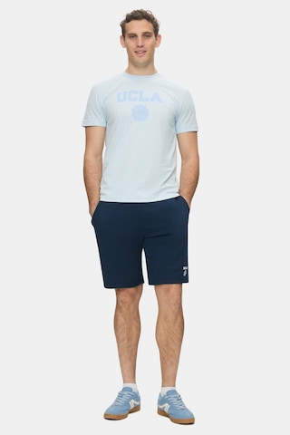 Ucla Gayley Gök Mavi Bisiklet Yaka Baskılı %100 Pamuk Standard Fit Erkek Tshirt Gök Mavisi