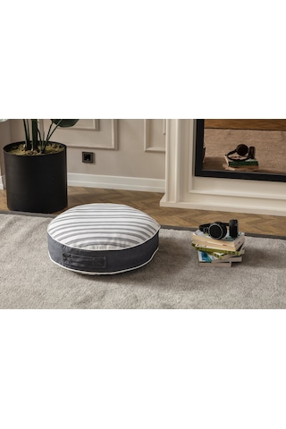 Çizgili Dış Mekan Puf Minderi, 60x60 Cm, Balkon Ve Teras İçin