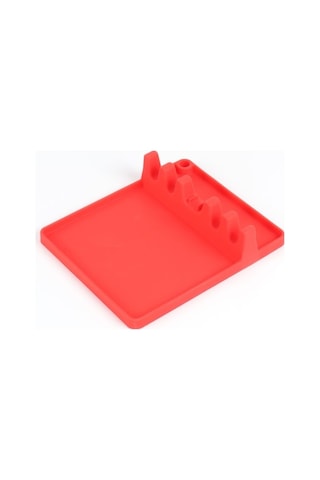 Dancemonkey 2'si 1 Arada Mutfak Silikon Kaşıklık Raf Orta Boy Kırmızı - Küçük Ebatlı Kırmızı