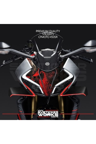 Cfmoto 450sr Sticker Ön Kafa Kaplama Modeli Hazır Kit Punisher Desen Kaplama