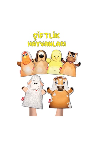 6 Parça Tox Çiftlik Hayvanları Keçe El Kukla Set . Eğitici Oyunca