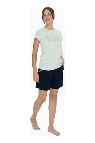 U.S. Polo Assn. U.s. Polo Assn. Kadın Yuvarlak Yaka Renkli Pijama Şort Takım MİNT YEŞİLİ