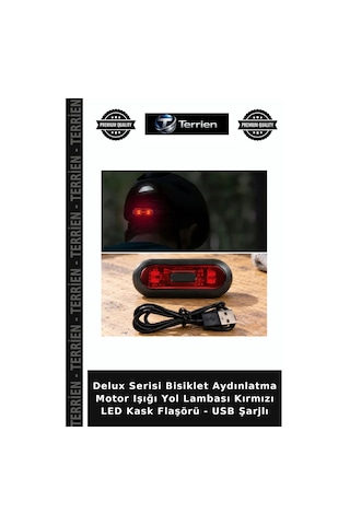 Delux Serisi Bisiklet Aydınlatma Motor Işığı Yol Lambası Kırmızı Led Kask Flaşörü - Usb Şarjlı Diğer