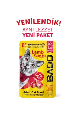 Bado Yetişkin Kedi Yaş Maması Kuzu Etli 85gr