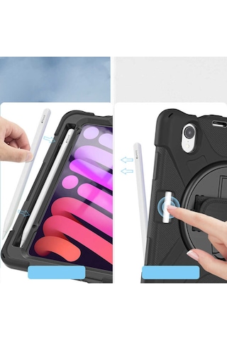 Apple Uyumlu iPad Mini 2021 (6.Nesil) Defender Standlı Koruyucu Kılıf