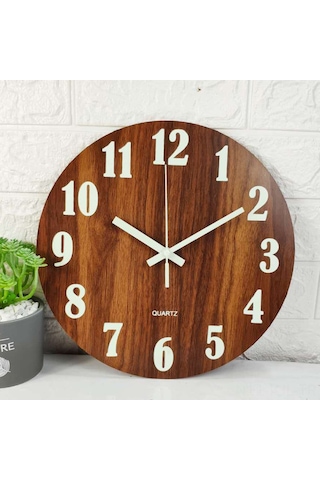 Gajeena 30cm Mdf Ahşap Gündüz/gece Aydınlatmalı Sessiz Odalar İçin Duvar Saati - Klasik Rakamlı Tasarım Çok Renkli