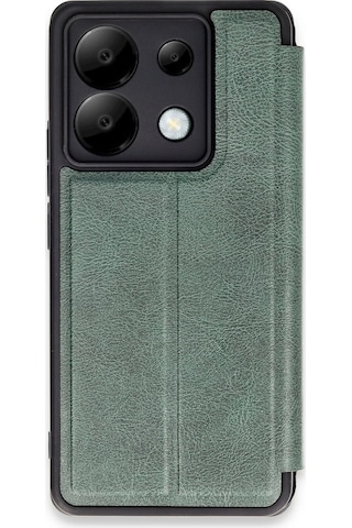 Redmi Note 13 Pro 5g Kapaklı Kılıf İçi Süet Kaplı Ve Kartlıklı Pu Deri Kapak Ryc/flip Cover Koyu Yeşil