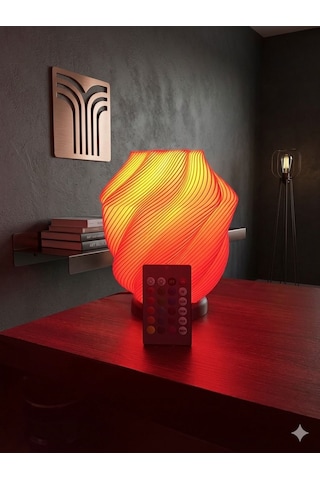 Rgb Kumandalı 3d Tasarım Modern Masa Lambası - 16 Renk Seçenekli Dekoratif Gece Lambası Çok Renkli