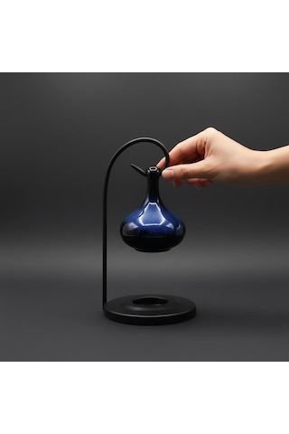 Vios Store Modern Seramik Buhurdanlık Seti - 16'li Tealight Mum Ve Değiştirilebilir Aroma Wax Hediye Paketi Mavi-siy