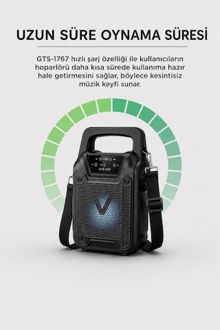 Torima GTS-1767 Bluetooth 5.0 RGB Işıklı El Fenerli Kablosuz Speaker