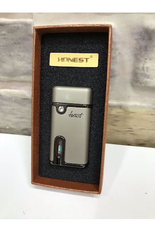 Honest Marka Rüzgar Çakmağı Gaz Göstergeli Gümüş Gri