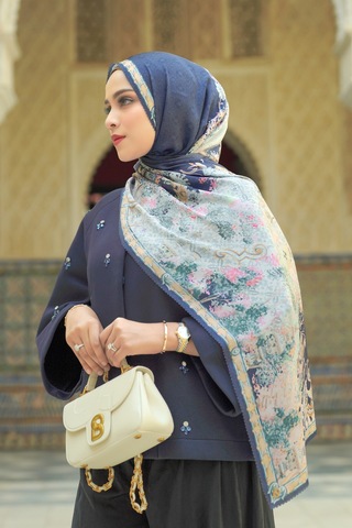 Buttonscarves Sevilla Saten Şal - Midnight Mavi