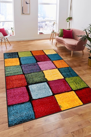 Colora Halı Koleksiyonu Yumuşak Renkli Kare Halı, Tozumaz, Modern Tasarım Ve Kolay Temizlik Multi 4