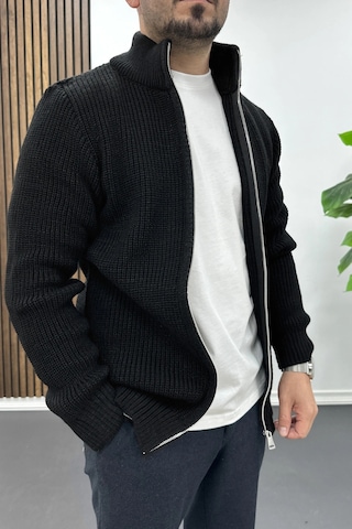 Edwox Erkek Slim Fit Fermuarlı Hırka Siyah Edw434 Siyah