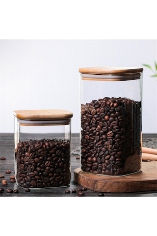 Pazly Temizle Kare Mühürlü Cam Baharat Kavanoz, Mutfak Kahve Çekirdeği Depolama Tankı E Diğer