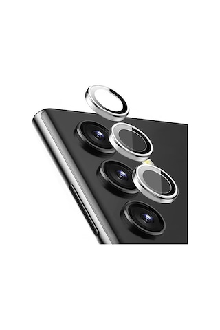 Samsung Uyumlu Galaxy S23 Kamera Lens Koruyucu Halka Set Gümüş AL8114