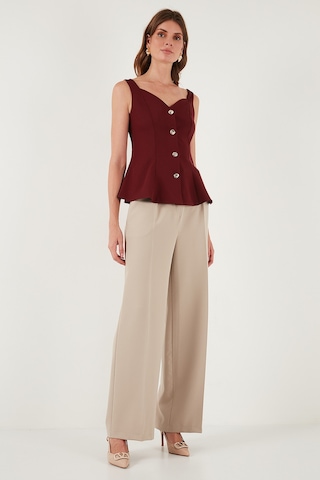 Lela Fitted Fit V Yaka Düğmeli Bayan Yelek 611Fyl145 Bordo