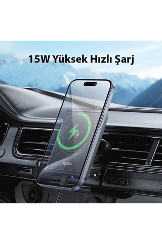 Hoco Hw19 Klima Havalandırma Bölmesi Wireless Kablosuz Hızlı Şarj Araç Telefon Tutucu- 5775 Siyah