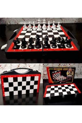 Kutulu Çantalı Satranç Takımı Plastik Chess Oyun Seti