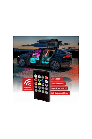 Araç Içi Aydınlatma Kumandalı Müziğe Duyarlı 9 Led Ayak Altı Led (227587912)
