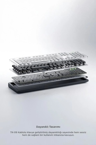 Premium Kablolu Q Klavye Retro Daktilo Görünümlü Tk09 Siyah İnce Aksesuar Bağlantı