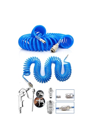 Yüksek Kalite Kompresör Spiral Hava Hortumu 8 mm 15 mt Hava Jakı