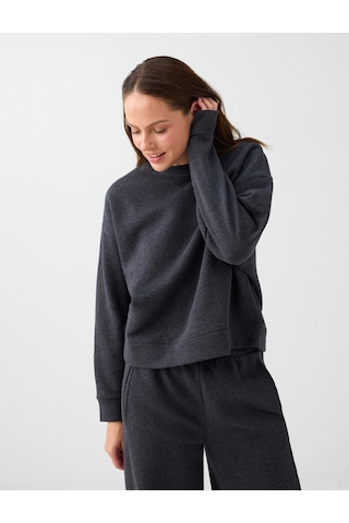 Jimmy Key Antrasit Melanj Loose Bisiklet Yaka Örme Sweatshirt 6ww238339972